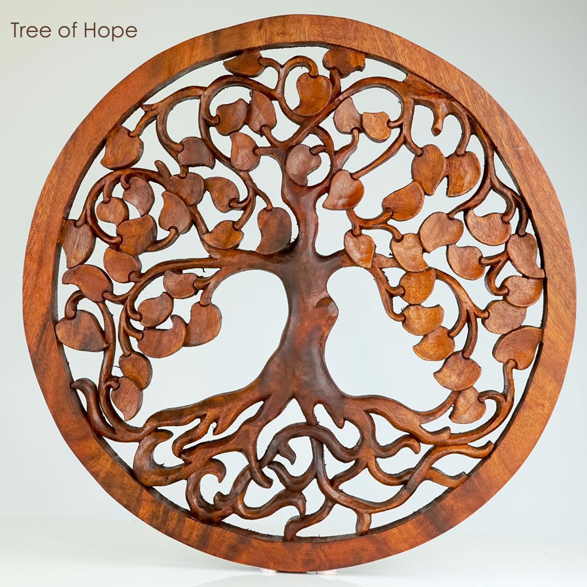 Hand Carved Wooden Decorative Panel Art Tree of Hope