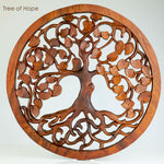 Hand Carved Wooden Decorative Panel Art Tree of Hope