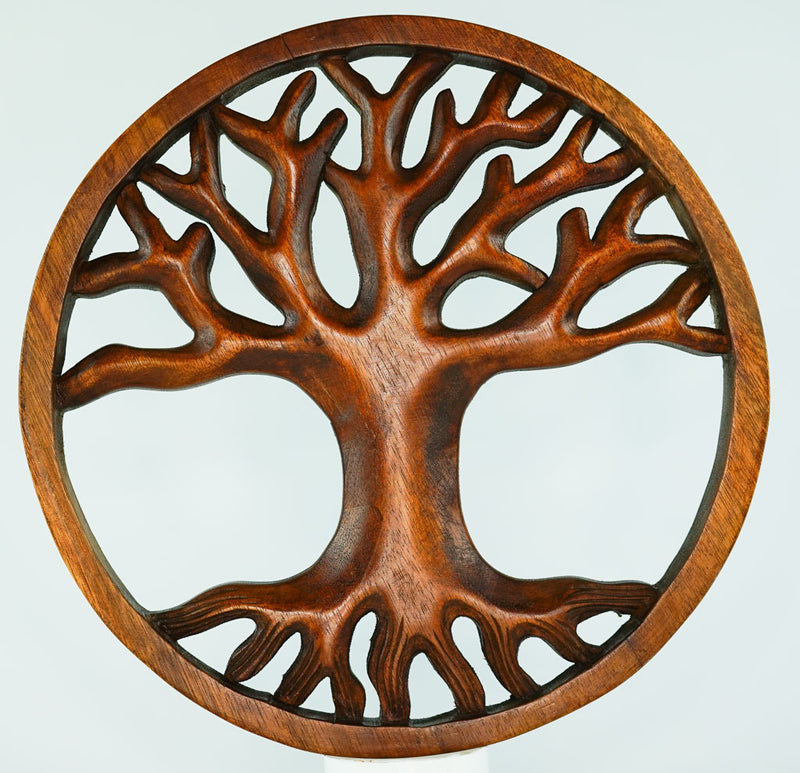 Tree of Life Carved Wooden Decorative Panel - Easternada