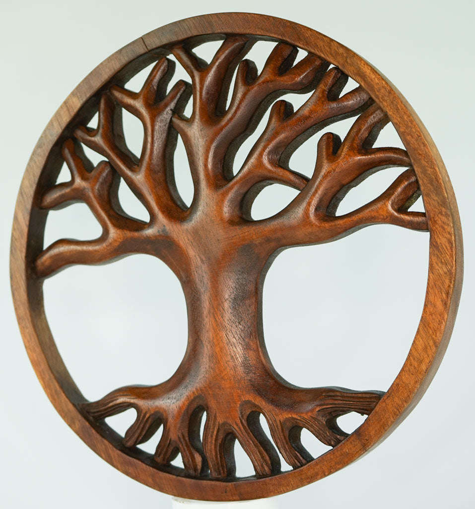 Tree of Life Carved Wooden Decorative Panel - Easternada
