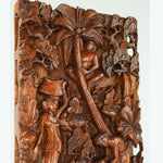 Tribal Village Carved Wooden Decorative Panel - Easternada