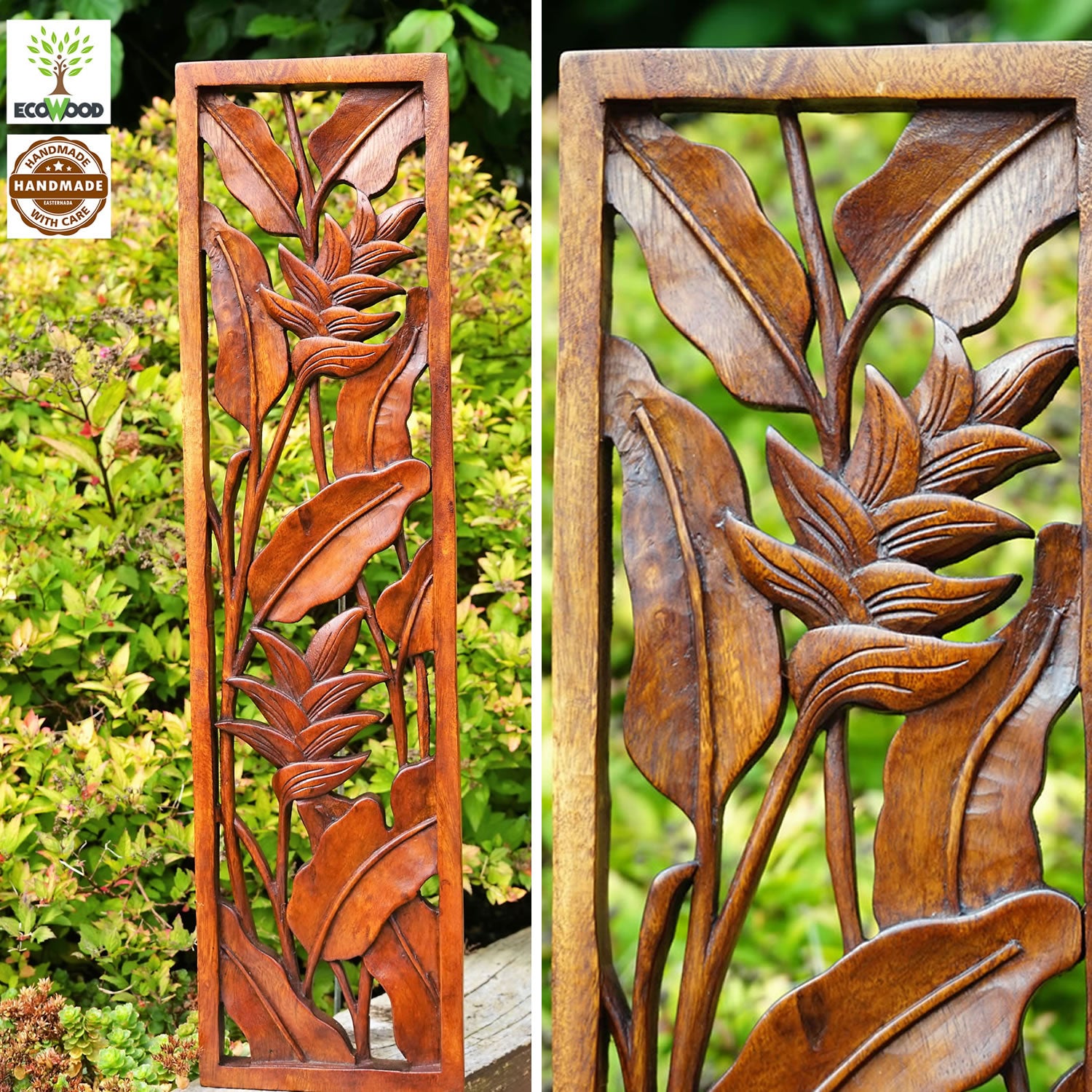 Handmade Carved Wooden Decorative Wall Art Panel - Easternada