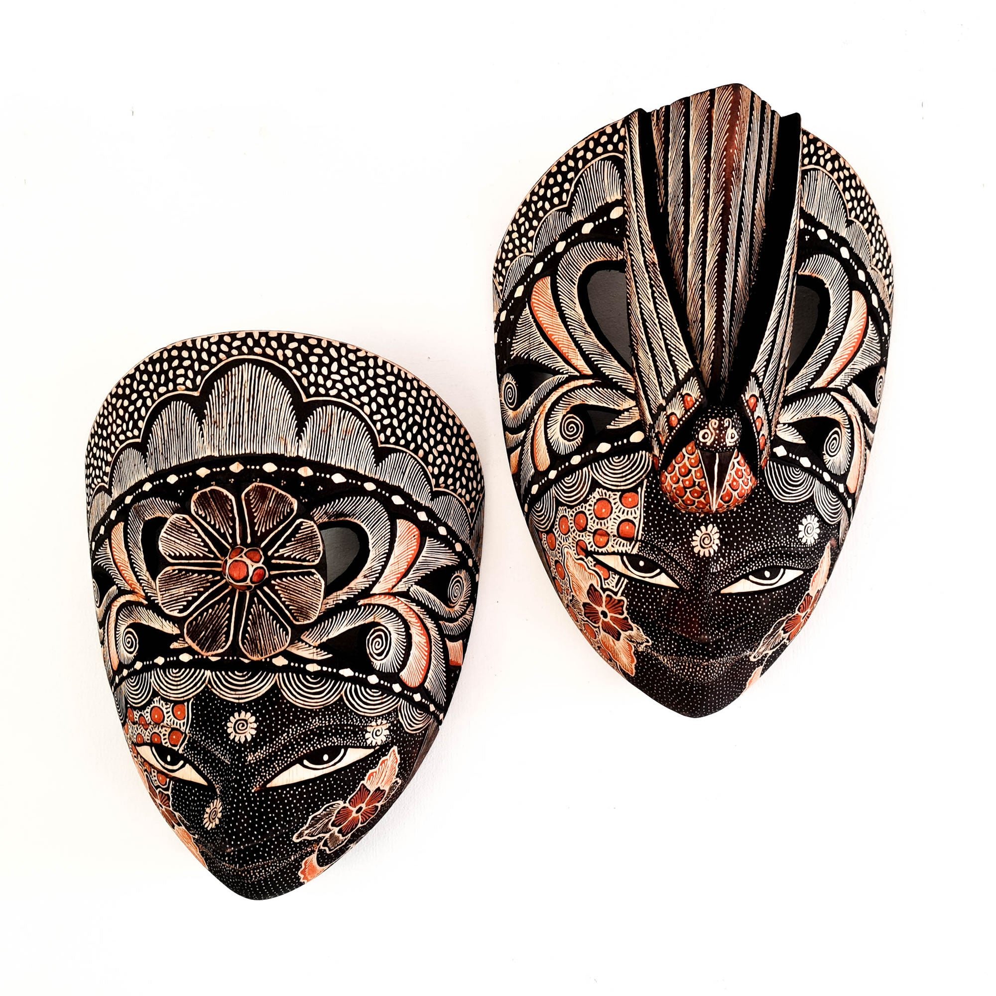 Hand Carved Hand Painted Batik Mask - Decorative Wall Art