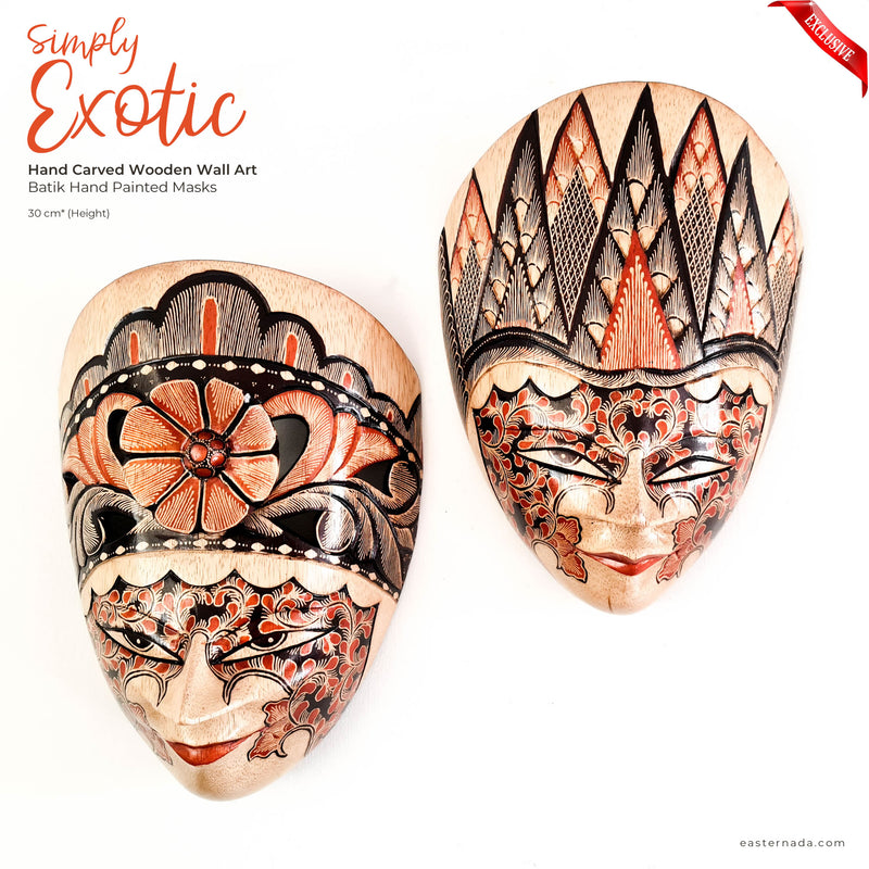 Hand Carved Hand Painted Batik Mask - Decorative Wall Art