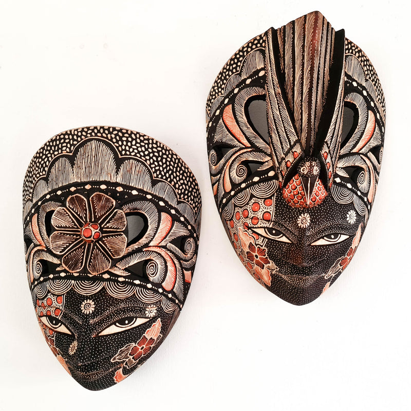 Hand Carved Hand Painted Batik Mask - Decorative Wall Art