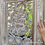 Hand-carved Distressed White Antique Style Decorative Wall Art Sculpture Ganesha Hindu Mandir