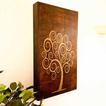 The Golden Tree of Life is a stunning piece of wooden decorative wall art, meticulously handcrafted by artisans. 