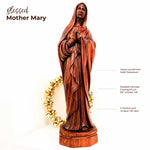 Virgin Mary Hand-carved wooden Sculpture Art Decoration Christian Gift