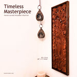 Ram Sita Hindu God Mandir - Hand Carved Teakwood Decorative Long Wall Art Sculpture