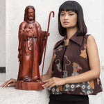 Jesus Shepherd Sheep Christ Christian Hand-carved Teakwood Sculpture