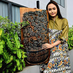 Hand-carved solid teakwood wall art featuring Asmaul Husna (99 Names of Allah) in 3D Arabic calligraphy, luxury Islamic home decor