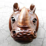 African Rhino Head - Hand-carved Wooden Decorative Sculpture Room Wall Art