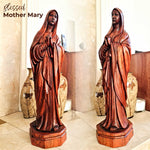 Virgin Mary Hand-carved wooden Sculpture Art Decoration Christian Gift