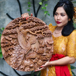 This is a stunning masterpiece. Intricately detailed decorative wall art hand-carved Peacock birds out of Teak Wood. 