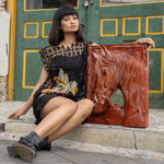 Wooden relief of a horse's head, Sculpture Wall Art Decoration