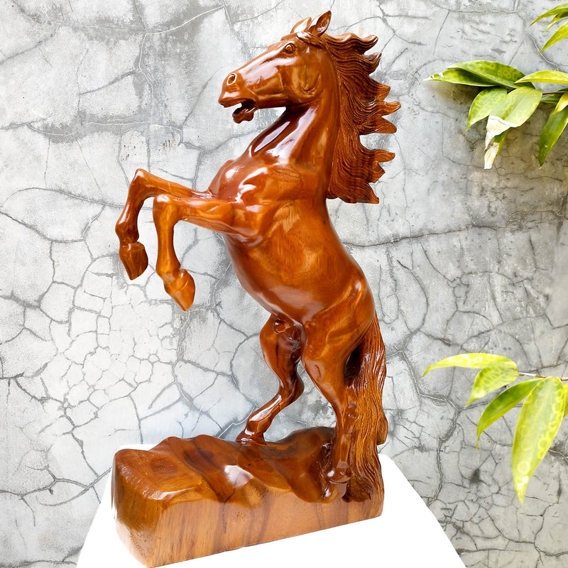 Horse Hand Carved Decorative Teakwood Sculpture Unique Gift, Equestrian Horse Riding