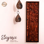 Ram Sita Hindu God Mandir - Hand Carved Teakwood Decorative Long Wall Art Sculpture