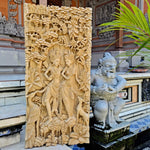 Pre-Order - Ram Sita Hindu Mandir Hand Carved Teakwood Decorative Wall Art Sculpture