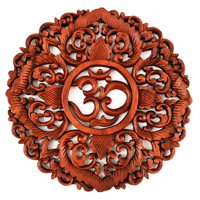 Om Mantra Hindu Pooja Hand Carved Wooden Decorative Wall Art