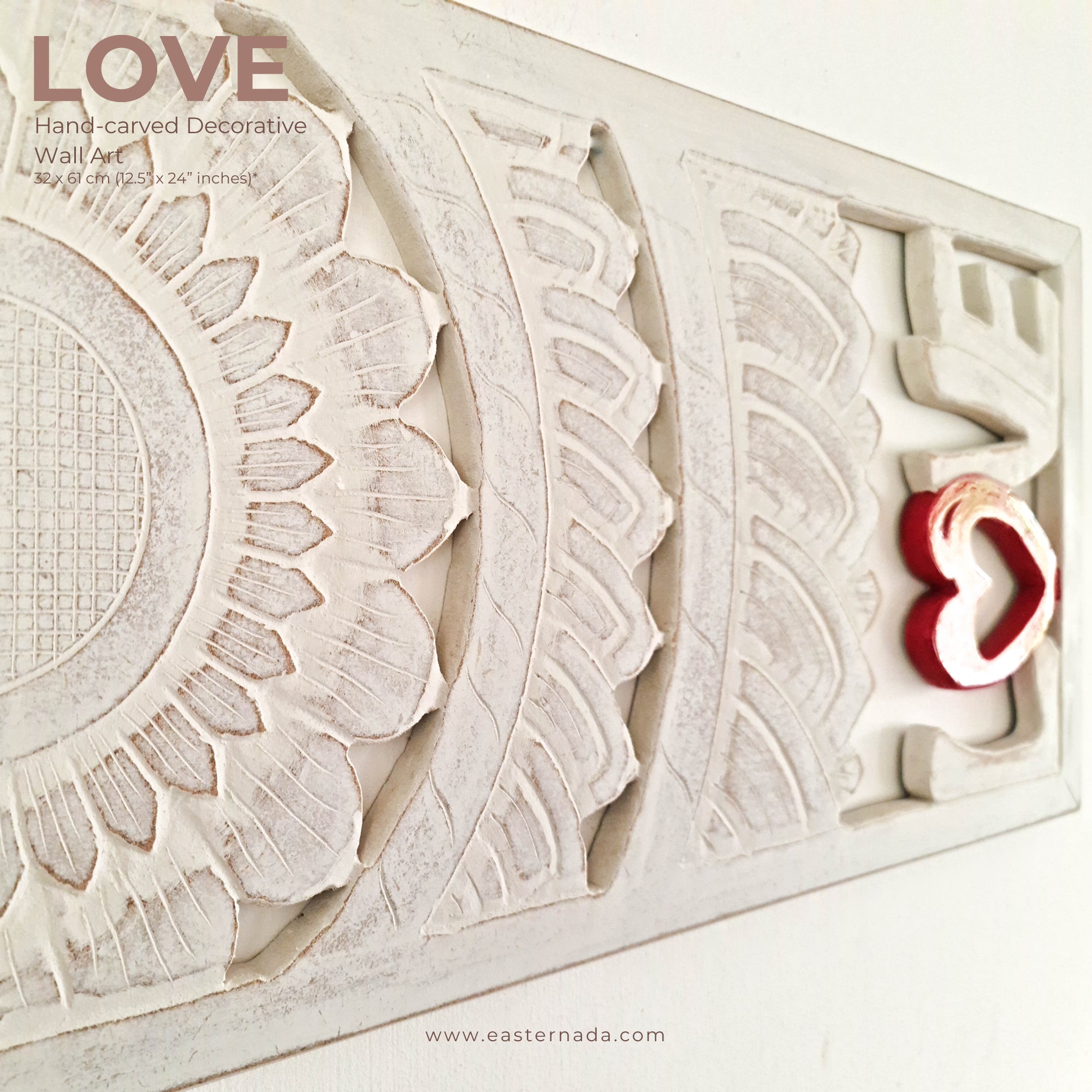 Bohemian Mandala Valentine Love hand-carved wooden wall art. An exclusive design to compliment any room. Stunning mandala with calligraphy Love. A perfect gift for a loved one