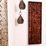 Ram Sita Hindu God Mandir - Hand Carved Teakwood Decorative Long Wall Art Sculpture