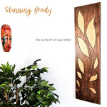 Golden Leaves Long - Handmade Carved Wooden Wall Art Gift