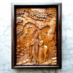 Radha Krishna Vrindavan Hindu Mandir - Hand Carved Teakwood Decorative Wall Art Sculpture