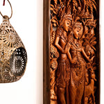 Ram Sita Hindu God Mandir - Hand Carved Teakwood Decorative Long Wall Art Sculpture