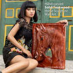 Wooden relief of a horse's head, Sculpture Wall Art Decoration