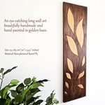 Golden Leaves Long - Handmade Carved Wooden Wall Art Gift