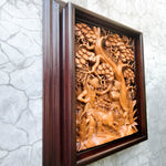 Hand Carved Teakwood Decorative Wall Art Sculpture Ram Sita Hindu Mandir