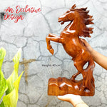 Horse Hand Carved Decorative Teakwood Sculpture Unique Gift, Equestrian Horse Riding