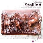 Hand Carved Teakwood Wild Running Horses Stallion Decorative Sculpture Wall Art. This stunning hand-carved running horse teakwood sculpture wall art is simply breathtaking, unique, and one-off. 