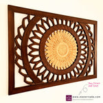 Discover Artistic Excellence: Golden Flower Hand-Carved Wooden Wall Art. Crafted by skilled artisans, each piece is unique, adding a touch of elegance to any living space.