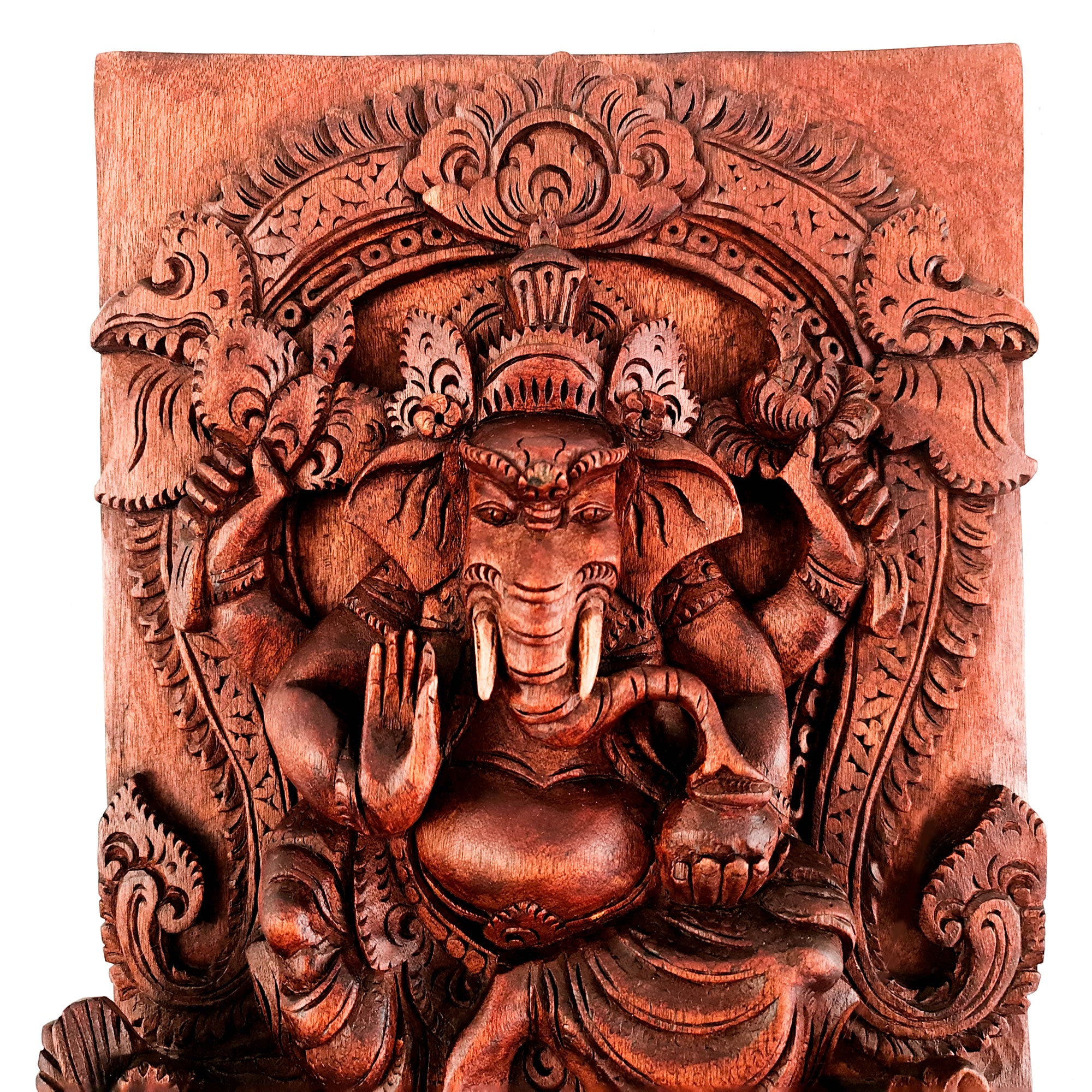 Ganesha Ganapati Wooden Sculpture Mandir Decorative Hindu Art Gift