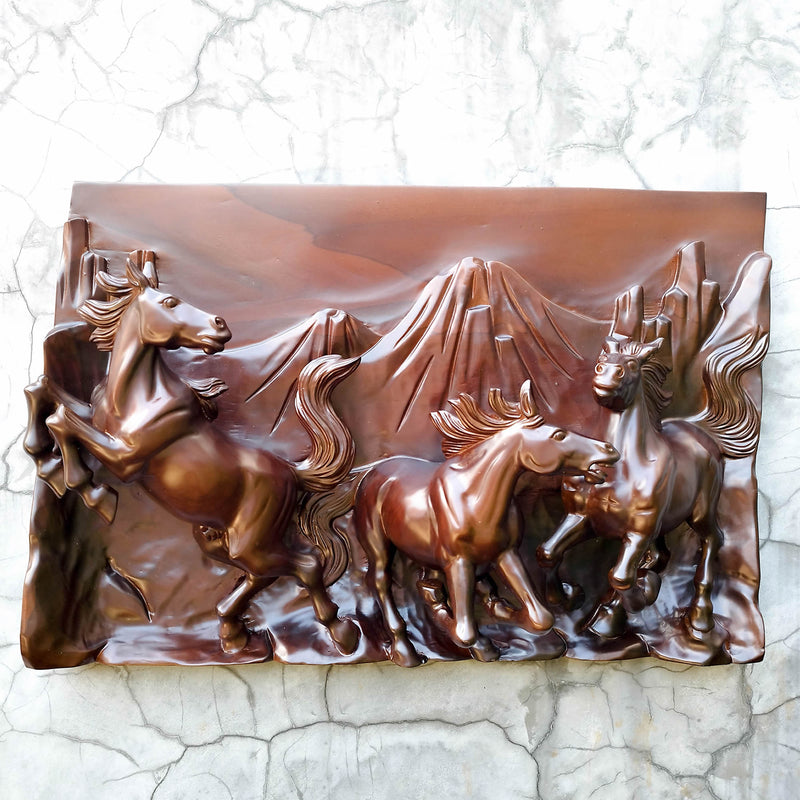 Hand Carved Teakwood Wild Running Horses Stallion Decorative Sculpture Wall Art. This stunning hand-carved running horse teakwood sculpture wall art is simply breathtaking, unique, and one-off. 