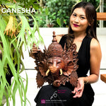 Decorative Wooden Mask Ganesha Sculpture | Hand-carved Wall Art Hanging | Unique Gift