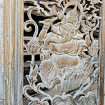 Hand-carved Distressed White Antique Style Decorative Wall Art Sculpture Ganesha Hindu Mandir