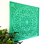 Simply Awesome, this bohemian boho-styled large carved mandala can be used in any room and will compliment the bohemian vibes. The Aqua Turquoise blue color is inviting yet subtle.