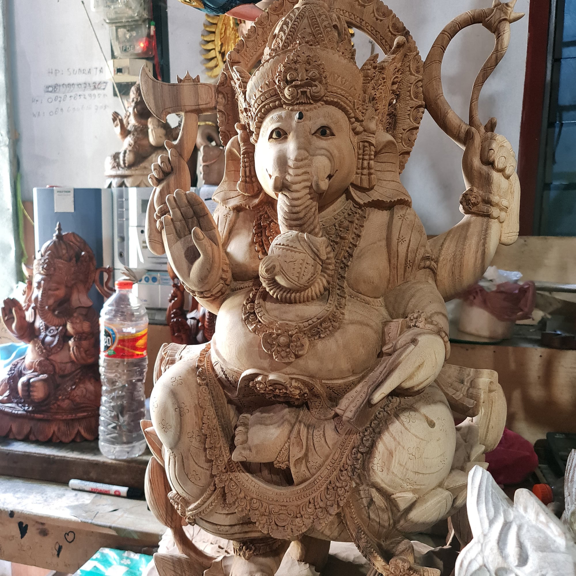Large Big Ganesha Ganapati Teakwood Hand-carved Sculpture Mandir Art | #easternadawoodart