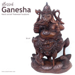 Ganesh Ganapati Decorative Wooden Wall Sculpture Hindu Art | Hindu God Mandir Pooja Decoration | Unique Gift