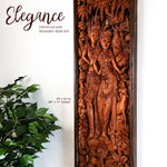 Ram Sita Hindu God Mandir - Hand Carved Teakwood Decorative Long Wall Art Sculpture