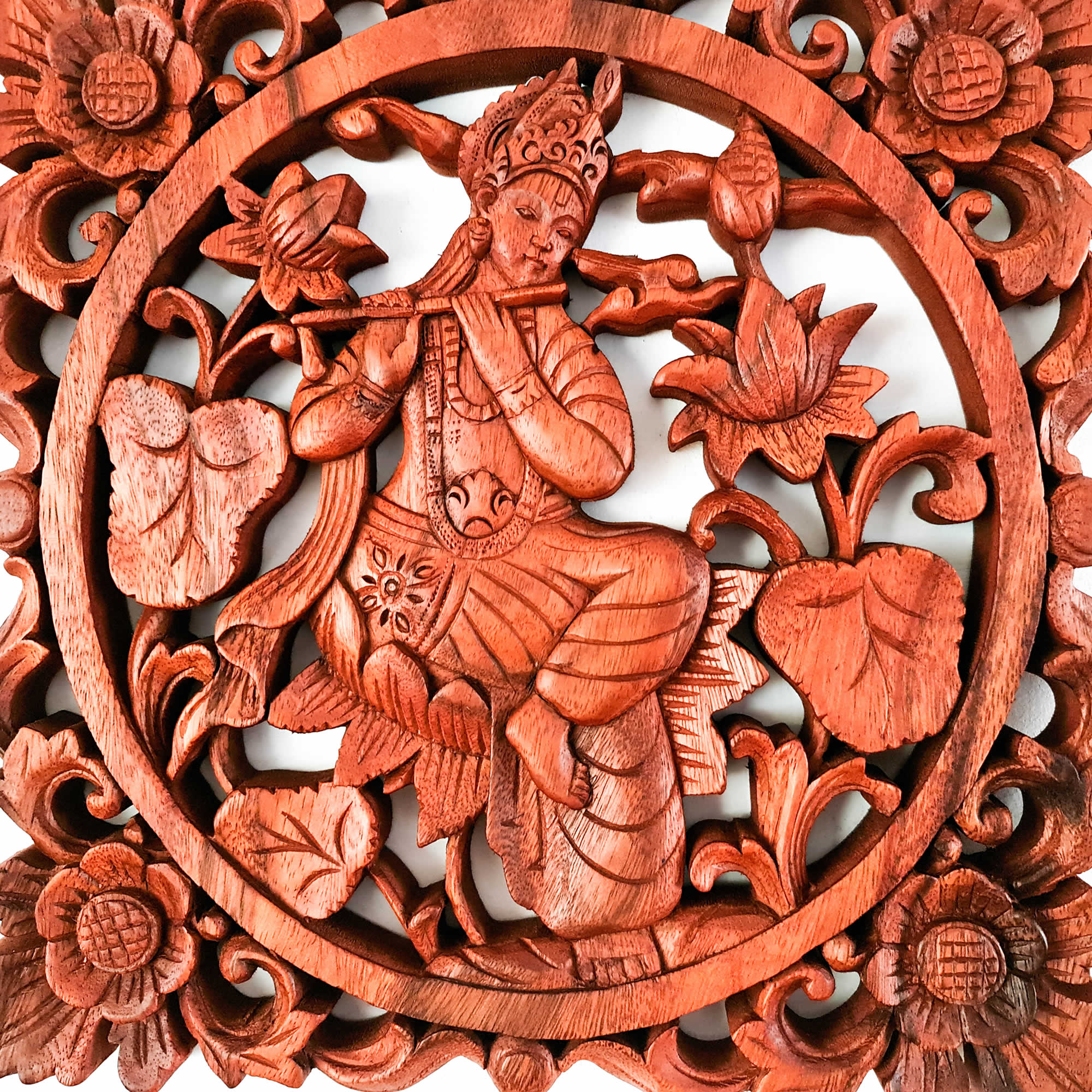 Krishna Hindu Mandir Pooja Hand Carved Sculpture Wall Art Decoration