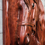 Wooden relief of a horse's head, Sculpture Wall Art Decoration