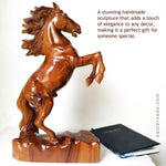 Horse Hand Carved Decorative Teakwood Sculpture Unique Gift, Equestrian Horse Riding