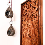 Radha Krishna Hindu God Mandir - Hand Carved Teakwood Decorative Long Wall Art Sculpture