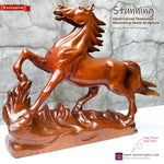Horse Hand Carved Decorative Teakwood Large Sculpture Unique Gift