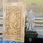 Hand Carved Teakwood Decorative Wall Art Sculpture Ganesha Ganapati Hindu Mandir easternada