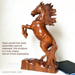 Horse Hand Carved Decorative Teakwood Sculpture Unique Gift, Equestrian Horse Riding