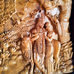 Radha Krishna Vrindavan Hindu Mandir - Hand Carved Teakwood Decorative Wall Art Sculpture